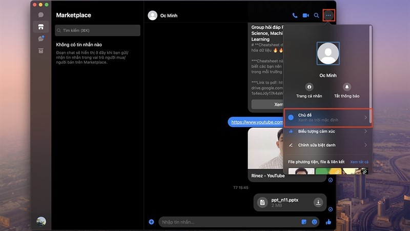Cách đổi chủ đề cuộc trò chuyện trên Messenger MacBook nhanh chóng Cách đổi chủ đề cuộc trò chuyện trên Messenger MacBook nhanh chóng