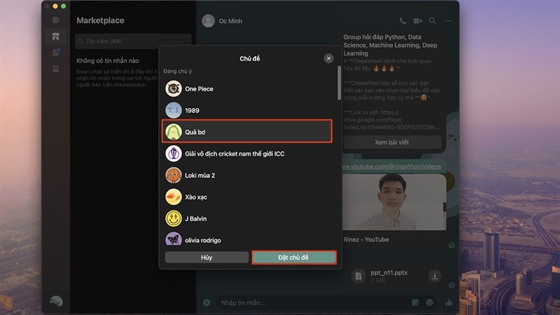 Cách đổi chủ đề cuộc trò chuyện trên Messenger MacBook nhanh chóng Cách đổi chủ đề cuộc trò chuyện trên Messenger MacBook nhanh chóng
