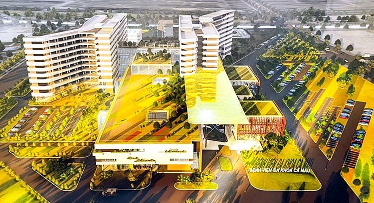 Phối cảnh Phương án kiến trúc công trình Bệnh viện Đa khoa Cà Mau