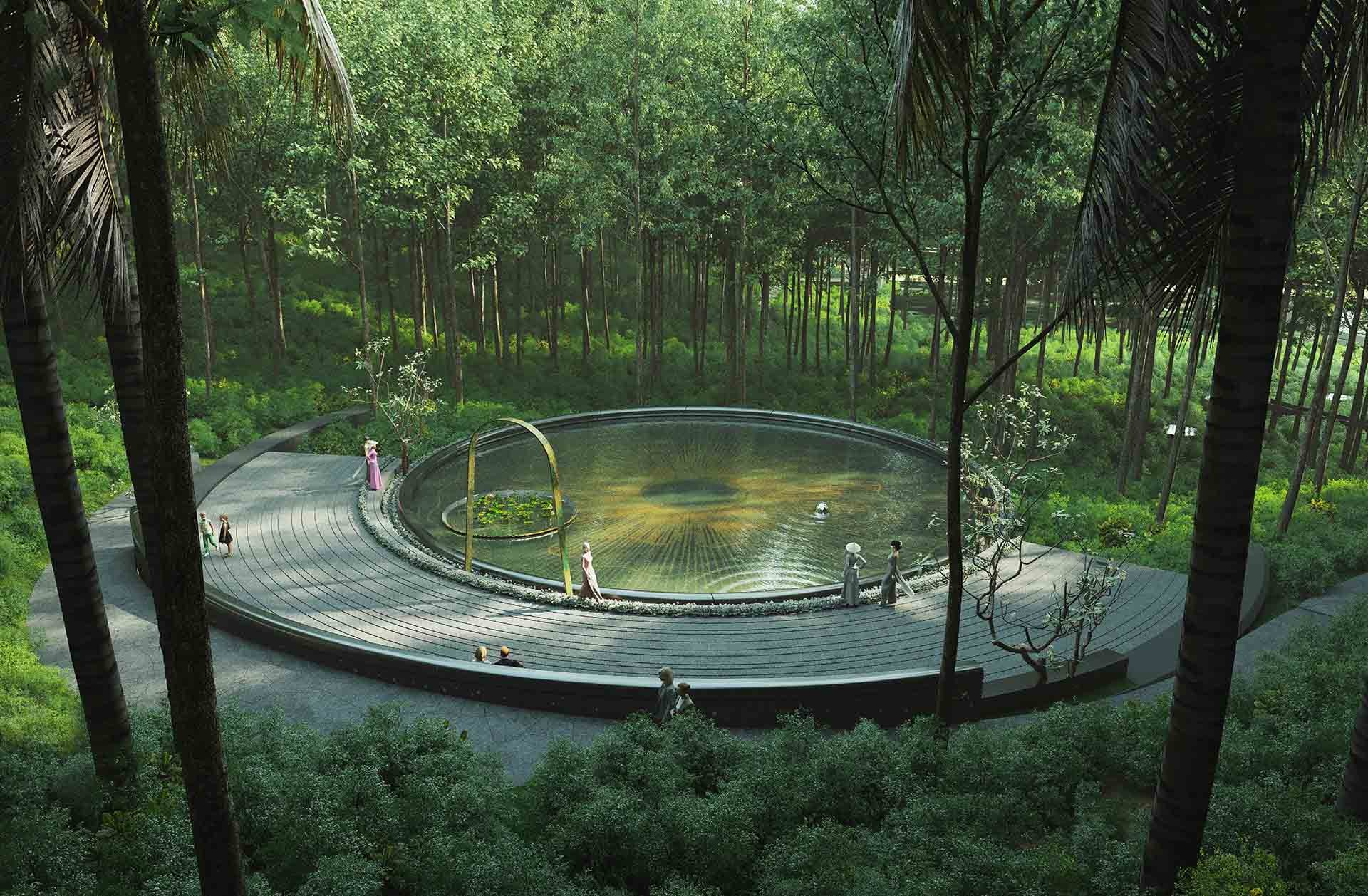 Một góc phối cảnh dự án Thác 9 tầng tại Khu vực mộ bà Hoàng Thị Loan. (Nguồn: T&T Group)