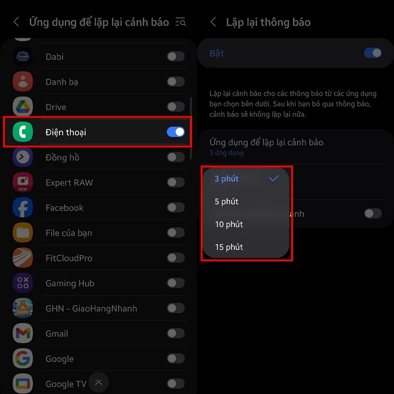 Hướng dẫn cách bật lặp lại thông báo trên điện thoại Samsung