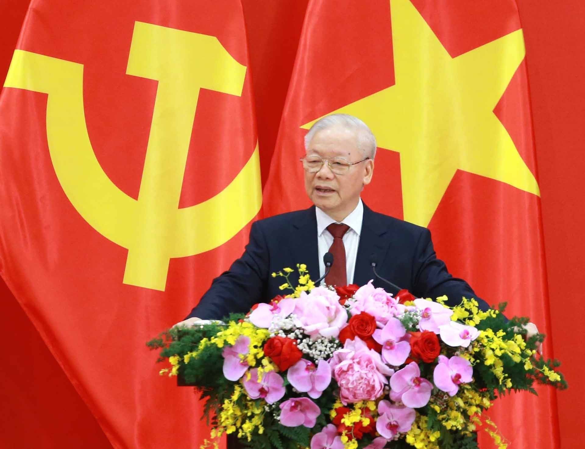 Tổng Bí thư Nguyễn Phú Trọng phát biểu tại buổi gặp gỡ. (Nguồn: TTXVN)