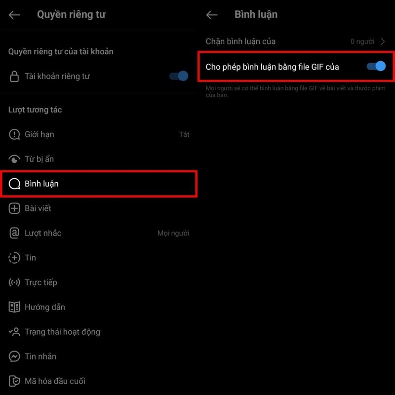 Cách tắt bình luận bằng ảnh GIF trên Instagram nhanh nhất