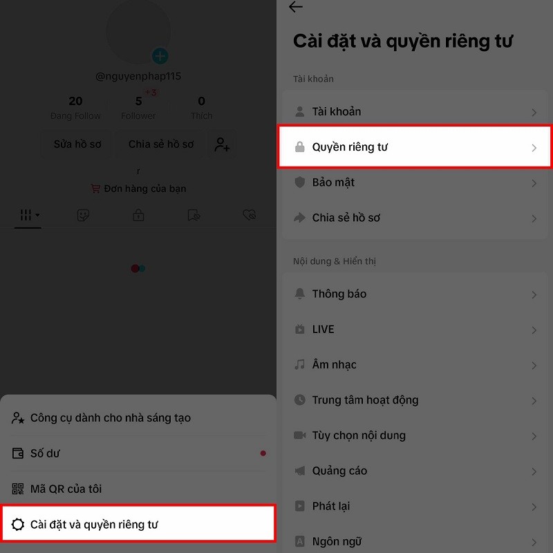 Hướng dẫn cách bật tài khoản riêng tư trên TikTok siêu đơn giản