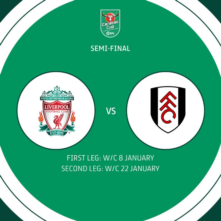 Bốc thăm vòng bán kết Carabao Cup, Liverpool gặp Fulham.