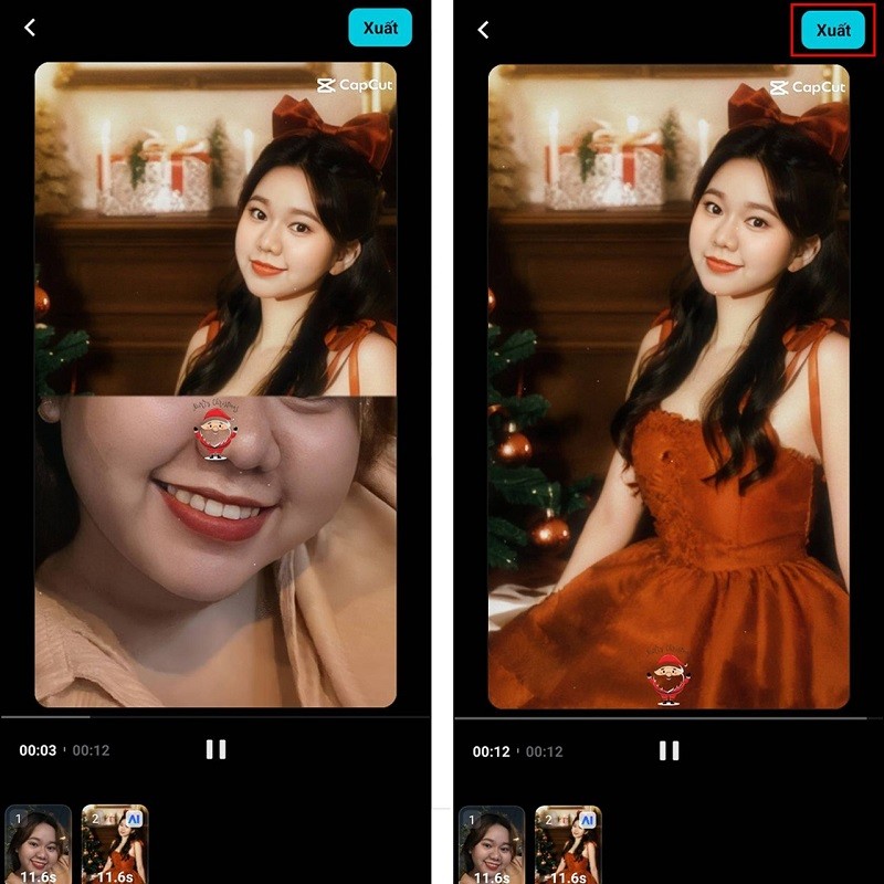 Cách dùng hiệu ứng ghép mặt Giáng Sinh trên CapCut siêu đơn giản