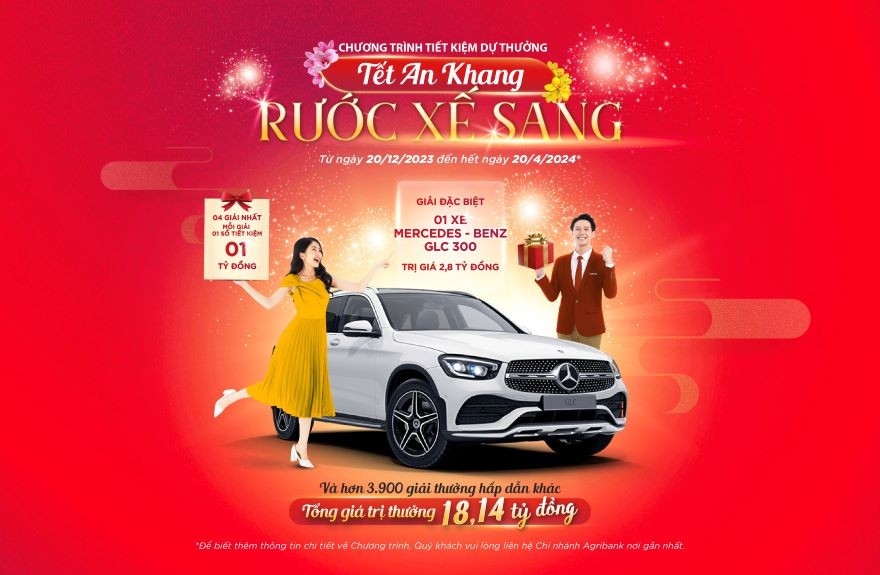 Agribank tặng hơn 18 tỷ đồng tới khách hàng tham gia chương trình Tiết kiệm dự thưởng 'Tết An Khang - Rước Xế Sang' Agribank tặng hơn 18 tỷ đồng tới khách hàng tham gia chương trình Tiết kiệm dự thưởng 'Tết An Khang - Rước Xế Sang'