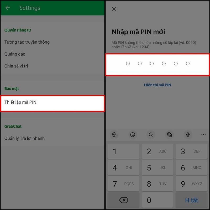 Cách thiết lập mã PIN trên Grab giúp tăng cường bảo mật