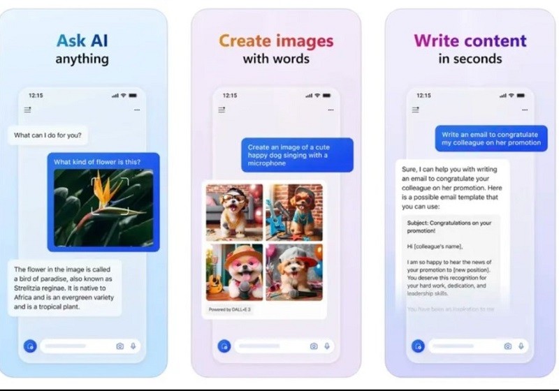 Giao diện Microsoft Copilot trên iPhone Giao diện Microsoft Copilot trên iPhone