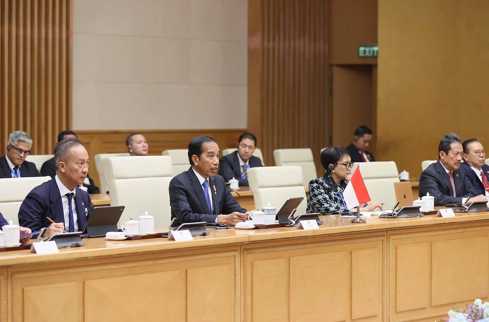 Tổng thống Indonesia Joko Widodo phát biểu. (Nguồn: TTXVN) Tổng thống Indonesia Joko Widodo phát biểu. (Nguồn: TTXVN)