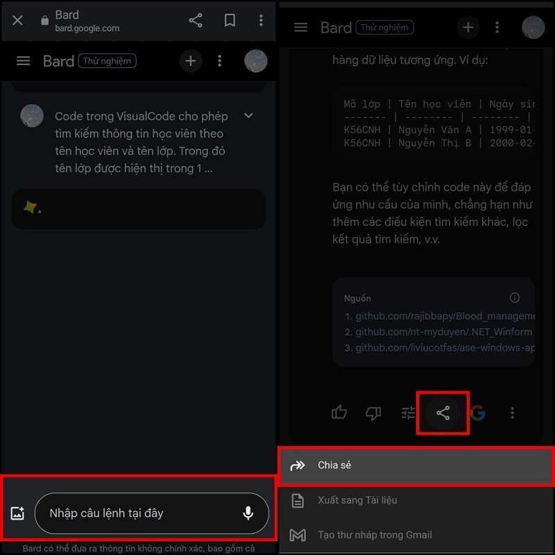 Cách chia sẻ cuộc trò chuyện Google Bard đơn giản, nhanh chóng Cách chia sẻ cuộc trò chuyện Google Bard đơn giản, nhanh chóng