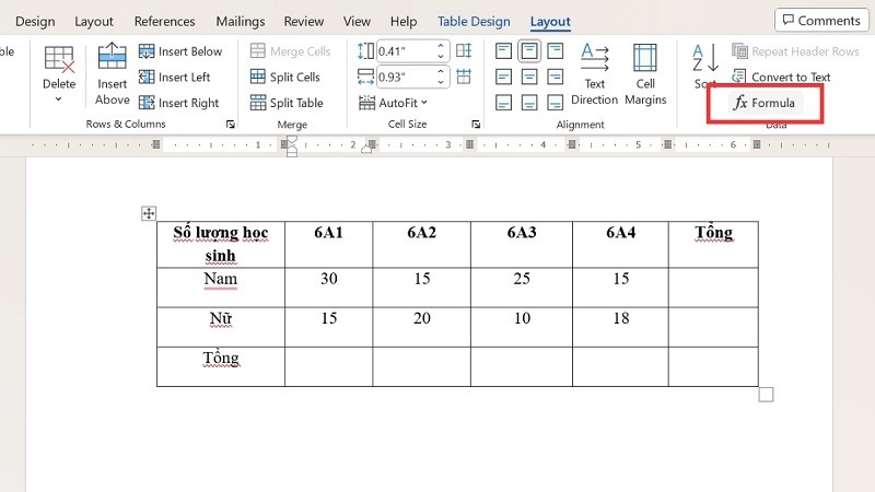 Hướng dẫn cách tính tổng trong Word nhanh chóng, đơn giản Hướng dẫn cách tính tổng trong Word nhanh chóng, đơn giản