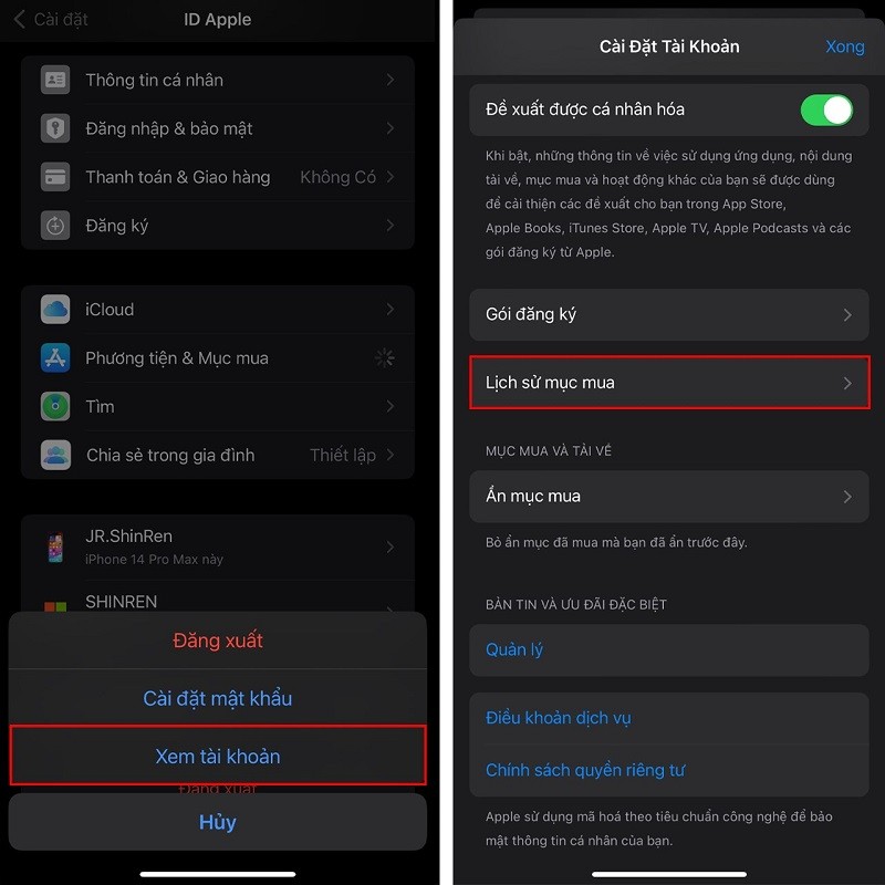 Cách xem lịch sử mua hàng trên iPhone cực đơn giản Cách xem lịch sử mua hàng trên iPhone cực đơn giản