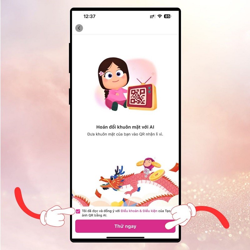 Tạo QR nhận lì xì độc đáo cùng AI trên MoMo