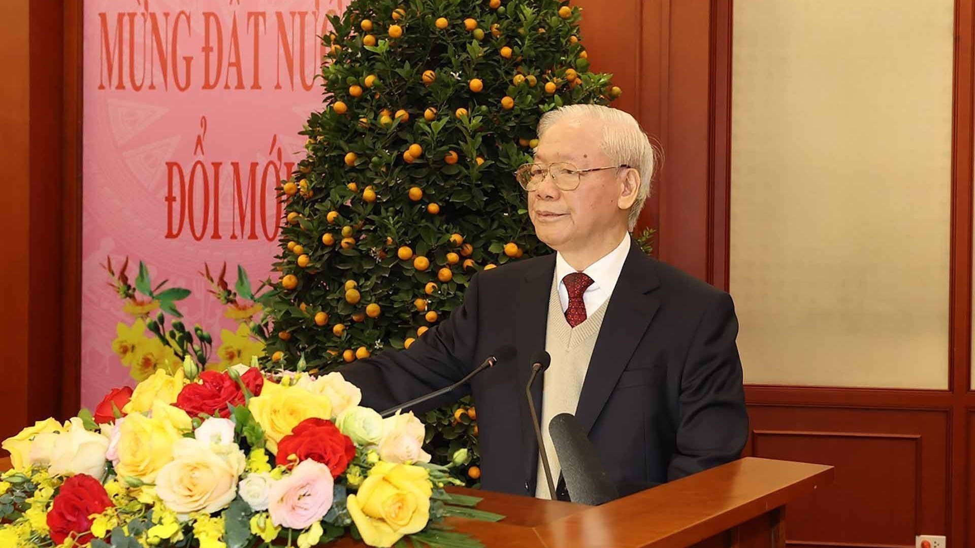 toan van phat bieu cua tong bi thu tai buoi gap mat chuc tet lanh dao nguyen lanh dao dang nha nuoc