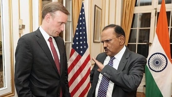 NSA Ajit Doval with US NSA Jake Sullivan in Washington on January 31, 203 for iCET meeting. NSA Ajit Doval with US NSA Jake Sullivan in Washington on January 31, 203 for iCET meeting.
