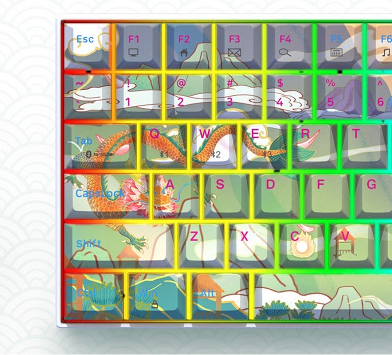 Mẫu bàn phím cơ với họa tiết rồng độc bản tuyệt đẹp. Mẫu bàn phím cơ với họa tiết rồng độc bản tuyệt đẹp.