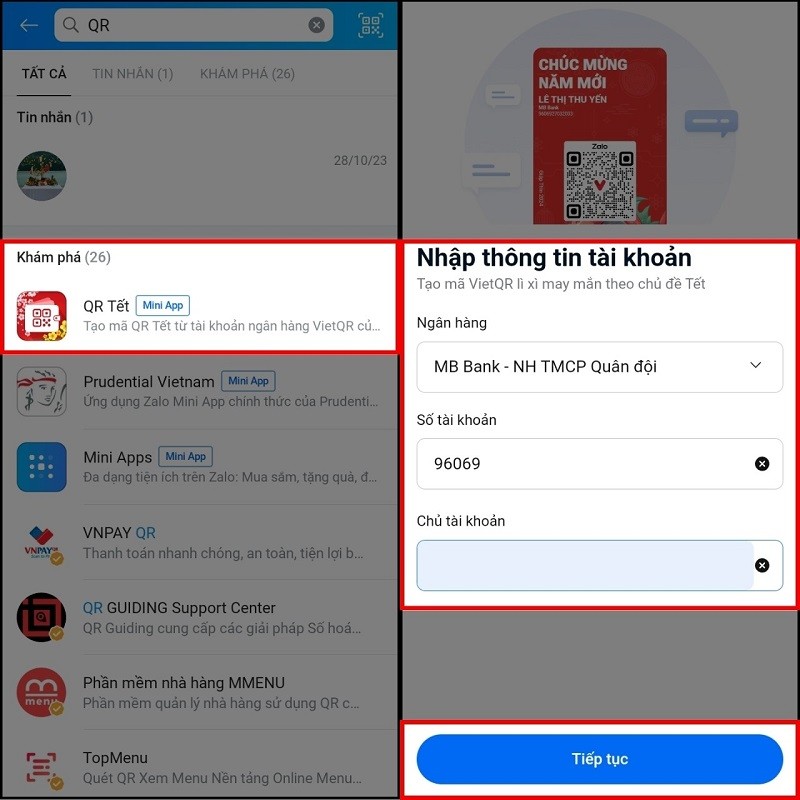 Tạo mã QR Tết trên Zalo nhận lì xì Tết Giáp Thìn siêu độc đáo