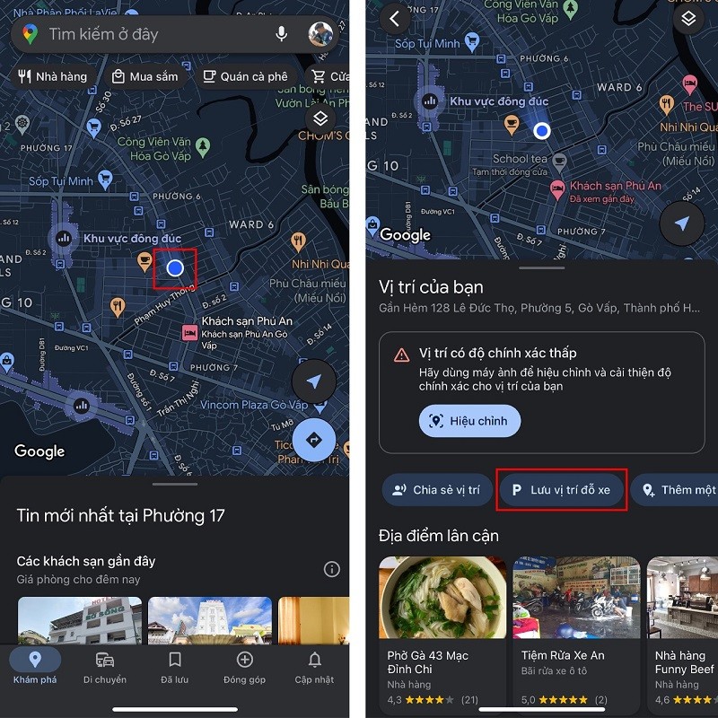 Lưu vị trí đỗ xe bằng Google Maps giúp tìm xe dễ dàng hơn