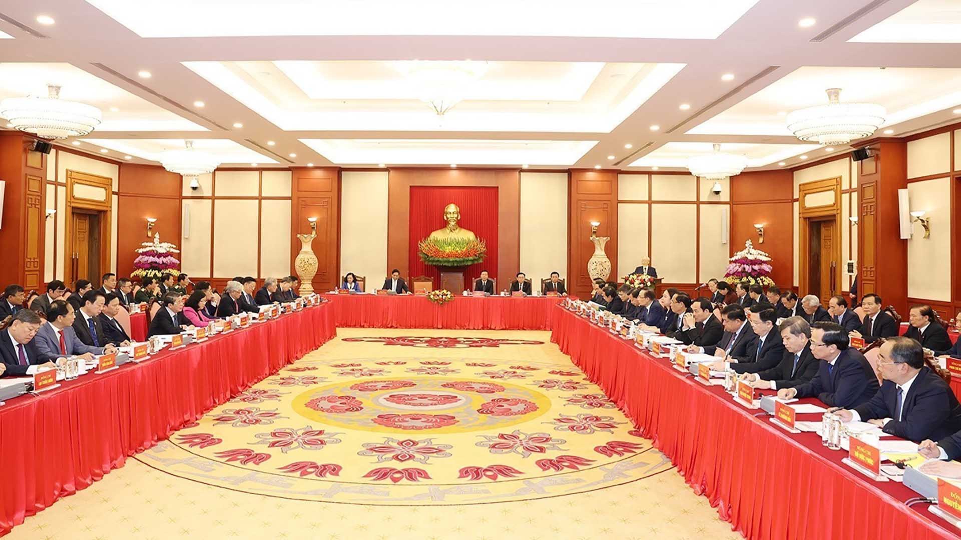 Phiên họp đầu tiên Tiểu ban Văn kiện Đại hội XIV của Đảng. (Nguồn: TTXVN)