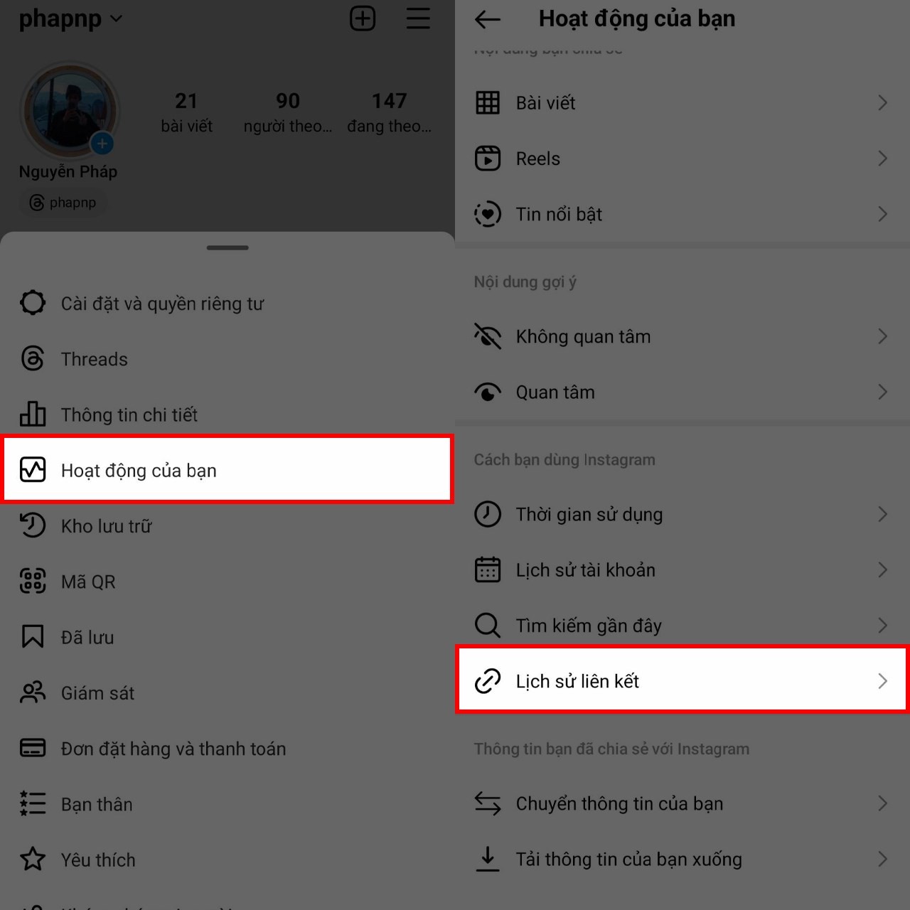Cách xem lịch sử liên kết Instagram để lấy lại link khi cần Cách xem lịch sử liên kết Instagram để lấy lại link khi cần