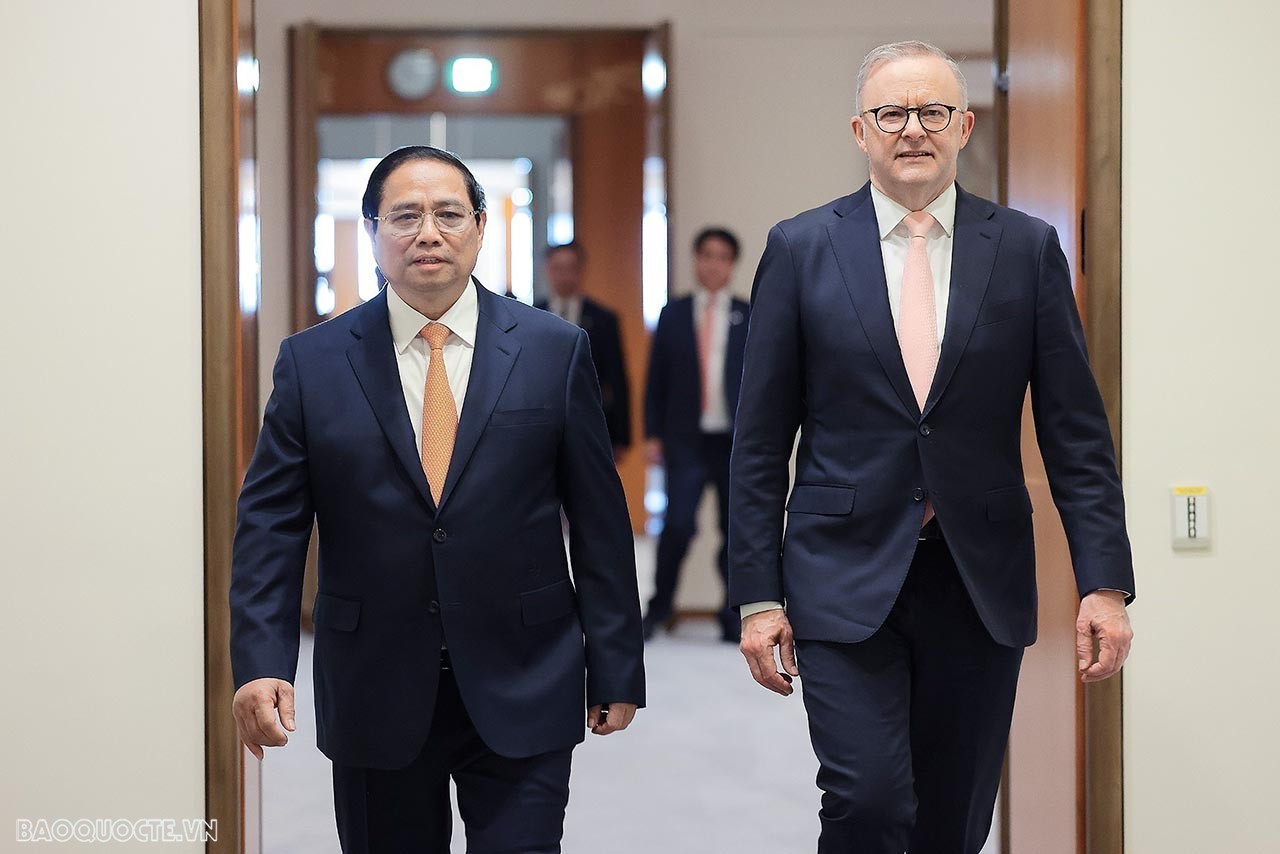 Thủ tướng Phạm Minh Chính và Phu nhân dự lễ đón chính thức do Thủ tướng Australia Anthony Albanese và Phu nhân chủ trì
