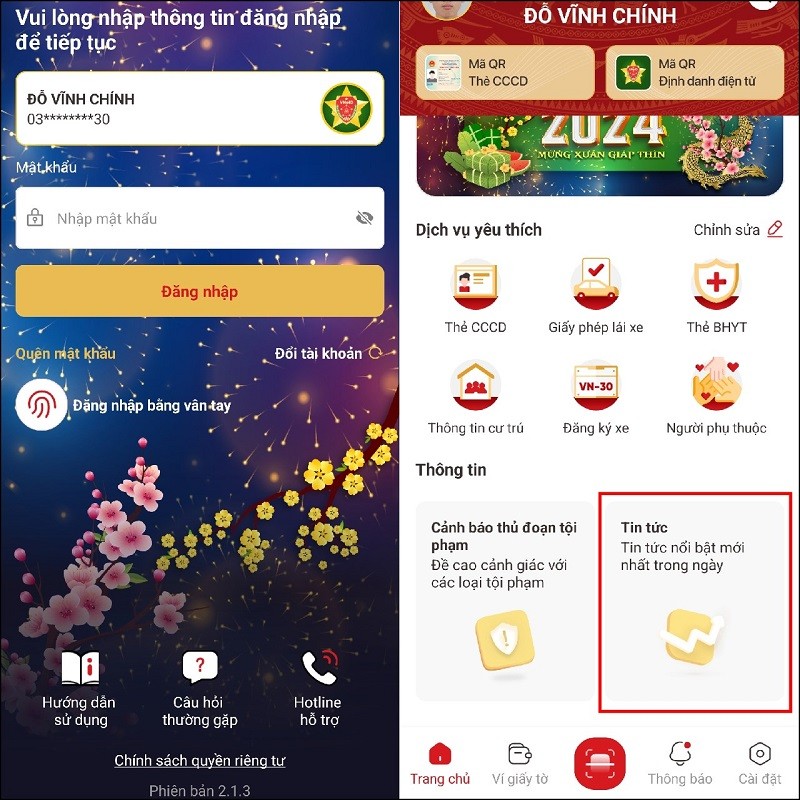 Đọc báo xem tin tức công an, pháp luật trên VNeID