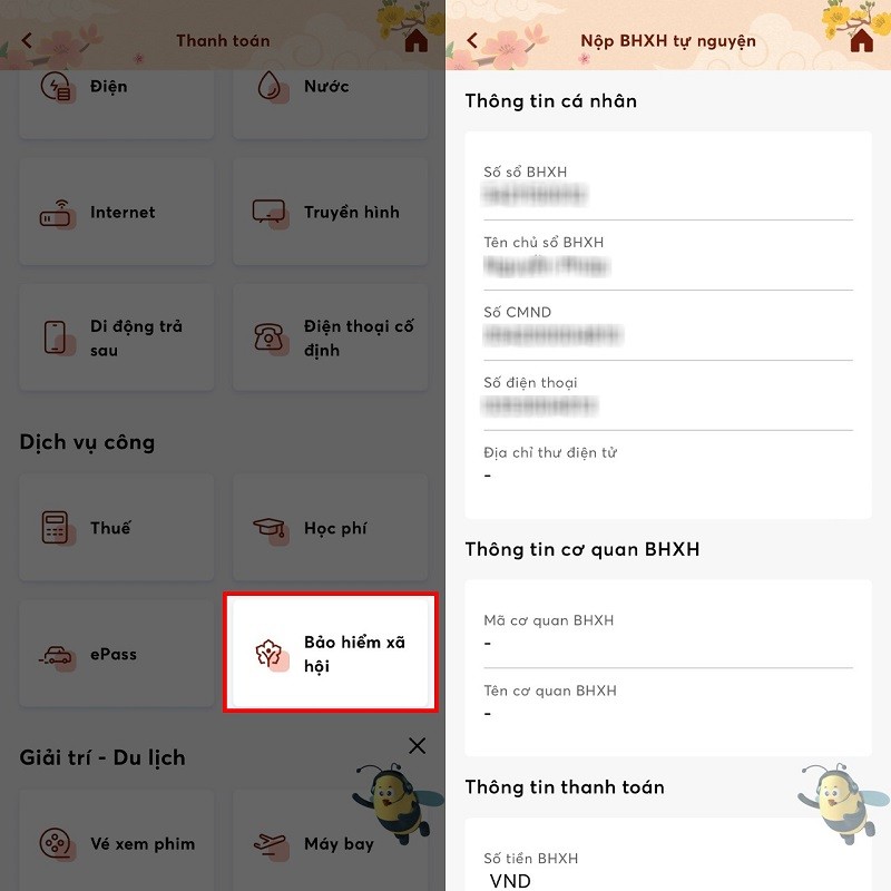 Đóng BHXH tự nguyện trực tiếp qua ứng dụng ngân hàng ngay tại nhà
