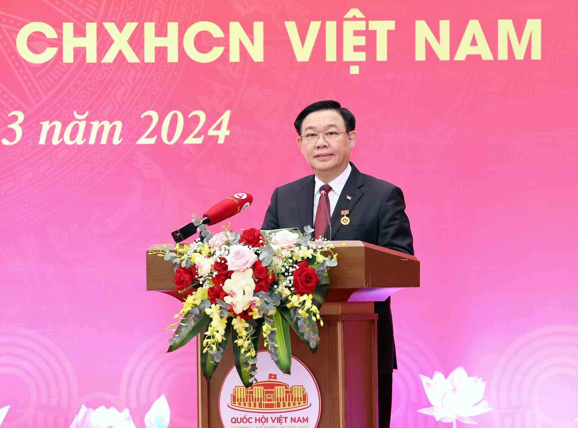 Chủ tịch Quốc hội Vương Đình Huệ phát biểu. (Nguồn: TTXVN)