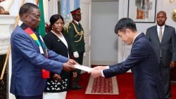 Đại sứ Hoàng Sỹ Cường trình Thư ủy nhiệm lên Tổng thống Zimbabwe Emmerson Mnangagwa