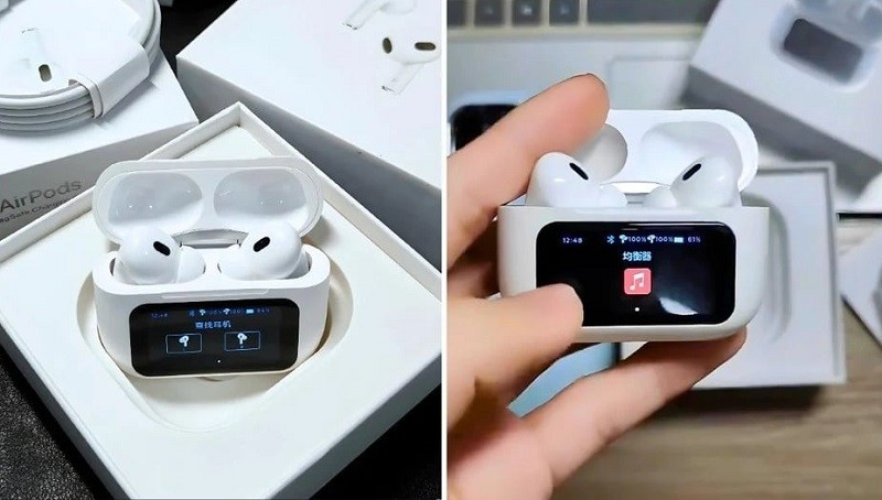 AirPods Pro nhái với vỏ hộp được tích hợp màn hình cảm ứng