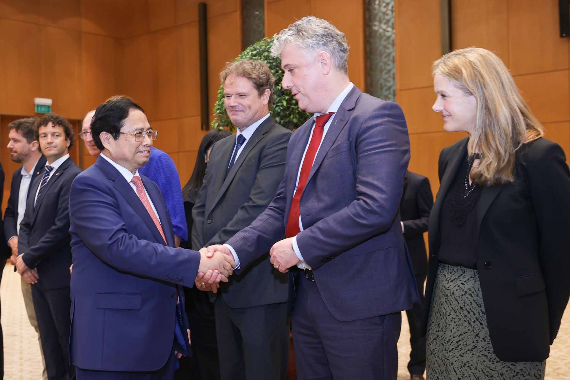 Thủ tướng Phạm Minh Chính tiếp đoàn doanh nghiệp hàng đầu của Hà Lan. (Nguồn: VGP)