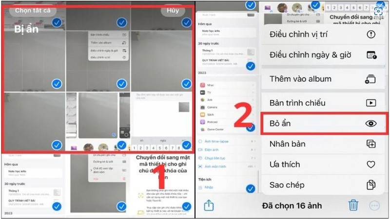 Cách ẩn và mở ảnh bị ẩn trên iPhone