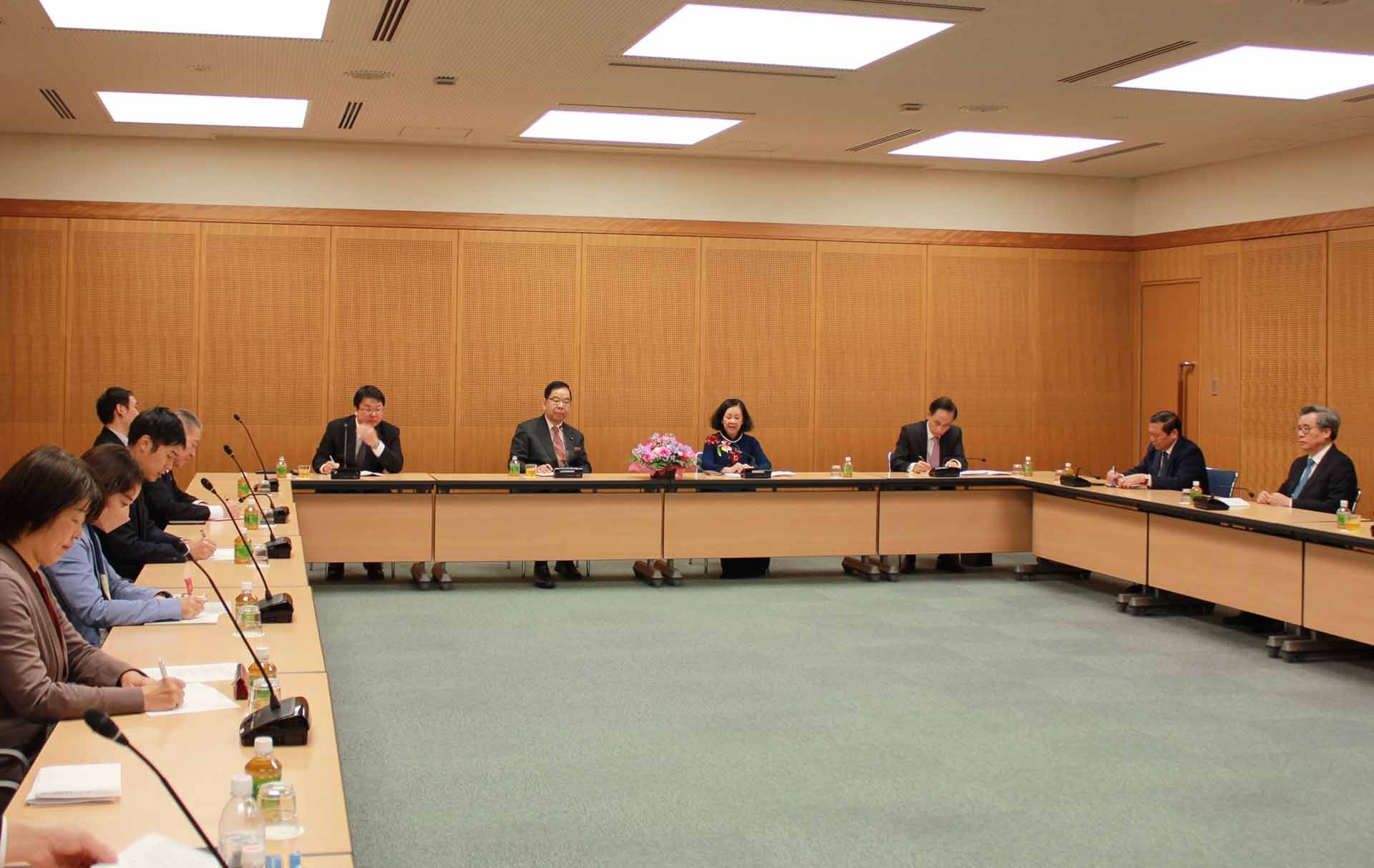 Thường trực Ban Bí thư Trương Thị Mai làm việc với các lãnh đạo cấp cao của Nhật Bản