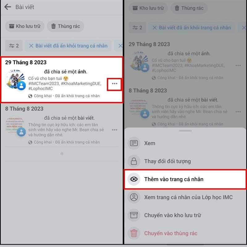 Khôi phục bài đăng bị ẩn trên Facebook chỉ với vài bước đơn giản Khôi phục bài đăng bị ẩn trên Facebook chỉ với vài bước đơn giản