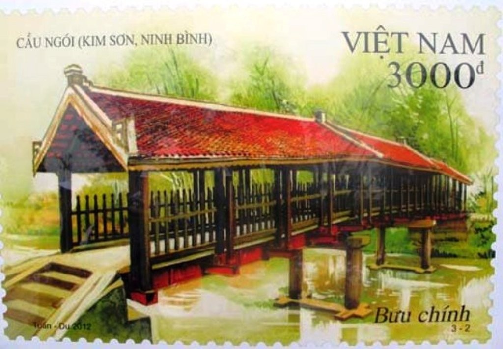 Cầu ngói Phát Diệm được lựa chọn in hình và phát hành trên bộ tem bưu chính cầu mái ngói năm 2012. (Ảnh: Thiết kế tem) Cầu ngói Phát Diệm được lựa chọn in hình và phát hành trên bộ tem bưu chính cầu mái ngói năm 2012. (Ảnh: Thiết kế tem)