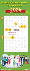 Lịch nghỉ lễ dịp Giỗ tổ Hùng Vương và 30/4 - 1/5/2024; Doanh nghiệp có phải thưởng người lao động dịp 30/4 và 1/5?