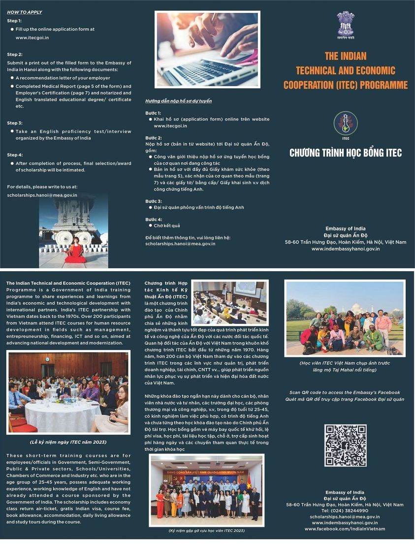 Học bổng ngắn hạn Ấn Độ ITEC 2024-2025 Học bổng ngắn hạn Ấn Độ ITEC 2024-2025