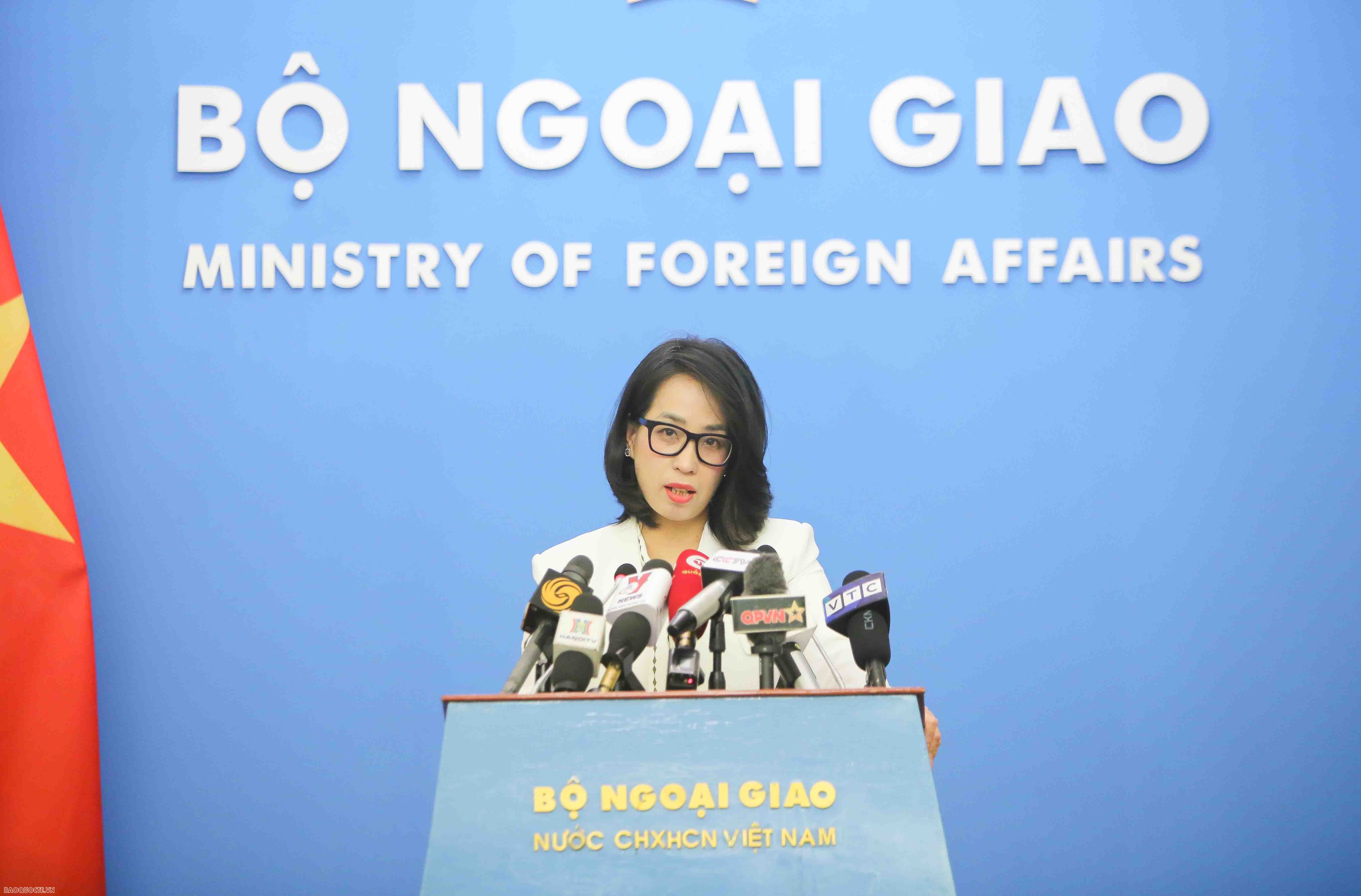 Báo cáo nhân quyèn của Hoa Kỳ không khách quan và chính xác về tình hình thực tế ở Việt Nam Việt Nam phản đối việc Trung Quốc công bố lệnh cấm đánh bắt cá ở Biển Đông