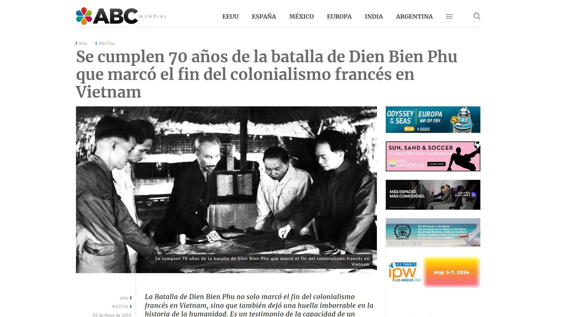 Báo chí Argentina liên tục đăng bài ca ngợi chiến thắng Điện Biên Phủ Báo chí Argentina liên tục đăng bài ca ngợi chiến thắng Điện Biên Phủ