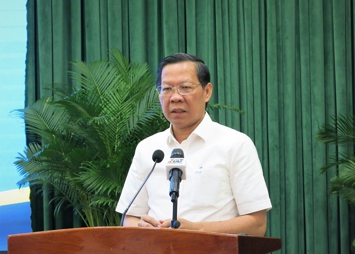 Chủ tịch UBND TP Hồ Chí Minh Phan Văn Mãi phát biểu khai mạc Hội nghị. (Ảnh: Minh Thư) Chủ tịch UBND TP Hồ Chí Minh Phan Văn Mãi phát biểu khai mạc Hội nghị. (Ảnh: Minh Thư)
