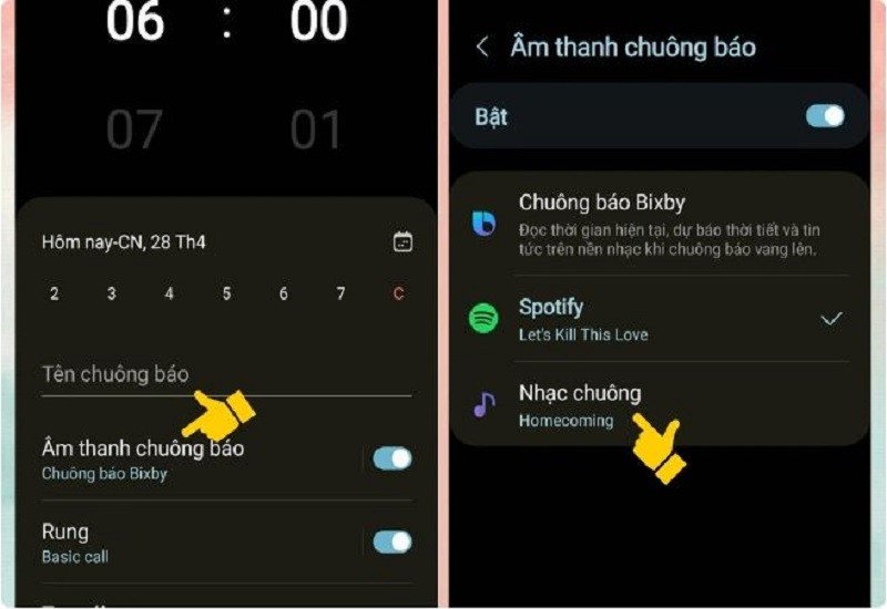 Đổi nhạc chuông báo thức Samsung Đổi nhạc chuông báo thức Samsung