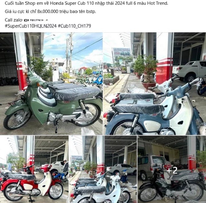 Honda Super Cub 110 2024 đang được đơn vị nhập khẩu tư nhân chào bán với giá 89 triệu đồng