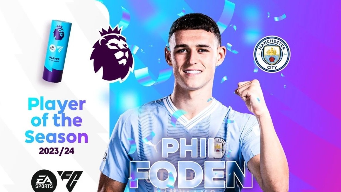 Phil Foden giành danh hiệu Cầu thủ xuất sắc nhất Ngoại hạng Anh 2023/24