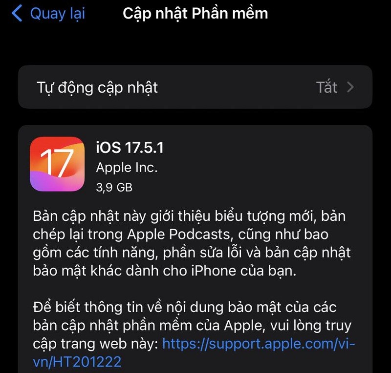 Apple phát hành bản cập nhật iOS 17.5.1 chỉ sau 1 tuần ra mắt iOS 17.5 đến tất cả người dùng Apple phát hành bản cập nhật iOS 17.5.1 chỉ sau 1 tuần ra mắt iOS 17.5 đến tất cả người dùng