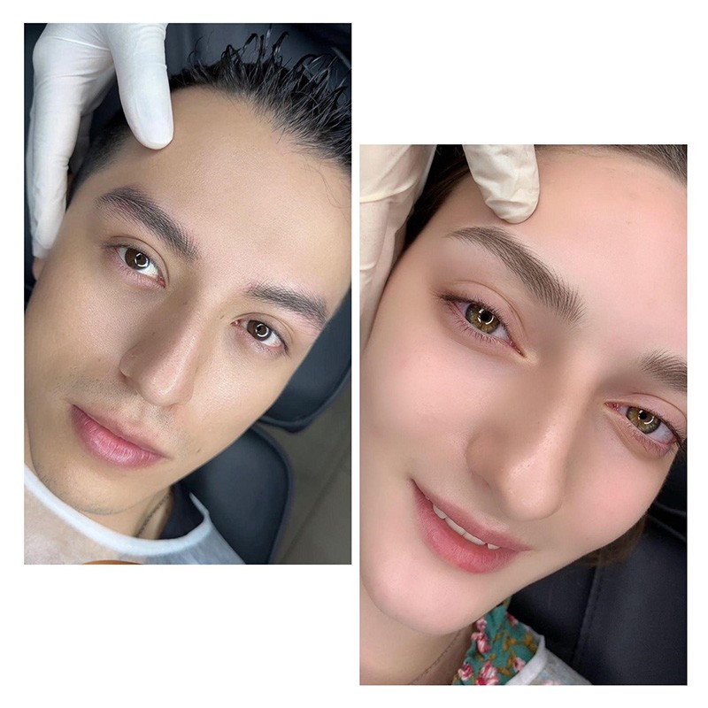 Các tác phẩm sợi lông mày hàng hiệu từ các chuyên gia phun xăm thẩm mỹ.