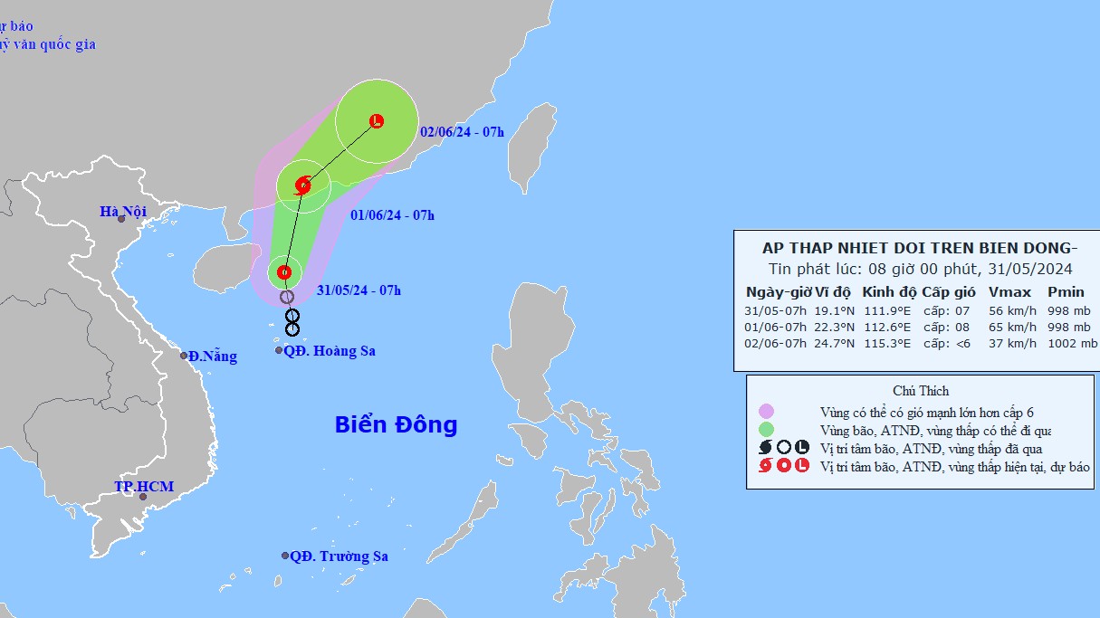 du bao thoi tiet ap thap nhiet doi tren bien dong kha nang manh thanh bao gio cap 8 giat cap 10