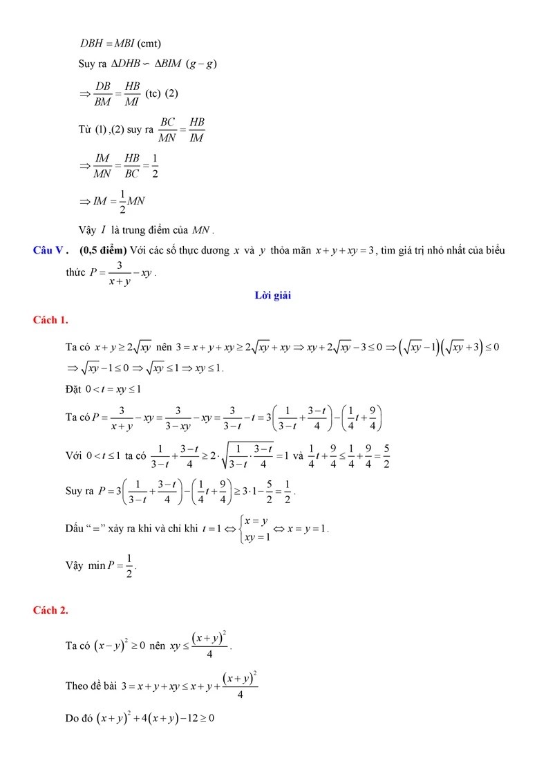 Gợi ý lời giải chi tiết đề thi Toán vào lớp 10 của Hà Nội Gợi ý lời giải chi tiết đề thi Toán vào lớp 10 của Hà Nội