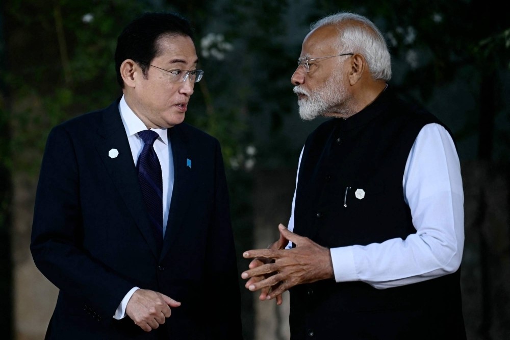 Thủ tướng Nhật Bản Kishida Fumio và người đồng cấp Ấn Độ Narendra Modi gặp nhau bên lề Hội nghị thượng đỉnh G7 ở Italy ngày 15/6. (Nguồn: AFP-JIJI) Thủ tướng Nhật Bản Kishida Fumio và người đồng cấp Ấn Độ Narendra Modi gặp nhau bên lề Hội nghị thượng đỉnh G7 ở Italy ngày 15/6. (Nguồn: AFP-JIJI)
