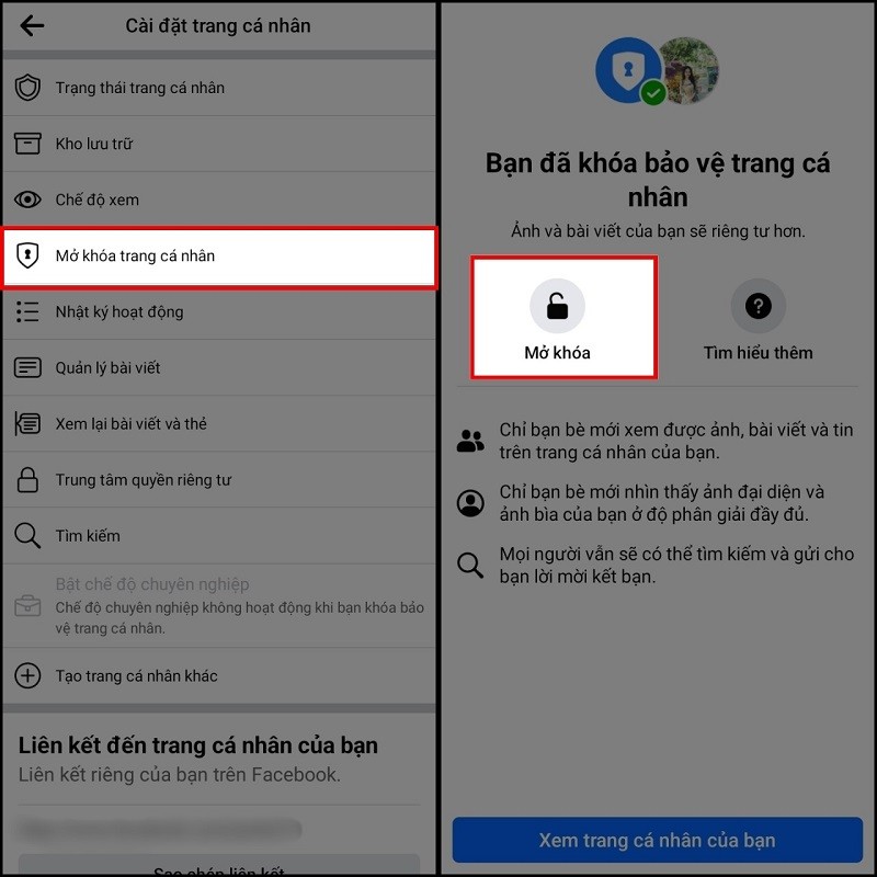 Bật khóa bảo vệ trang cá nhân Facebook để tăng tính bảo mật